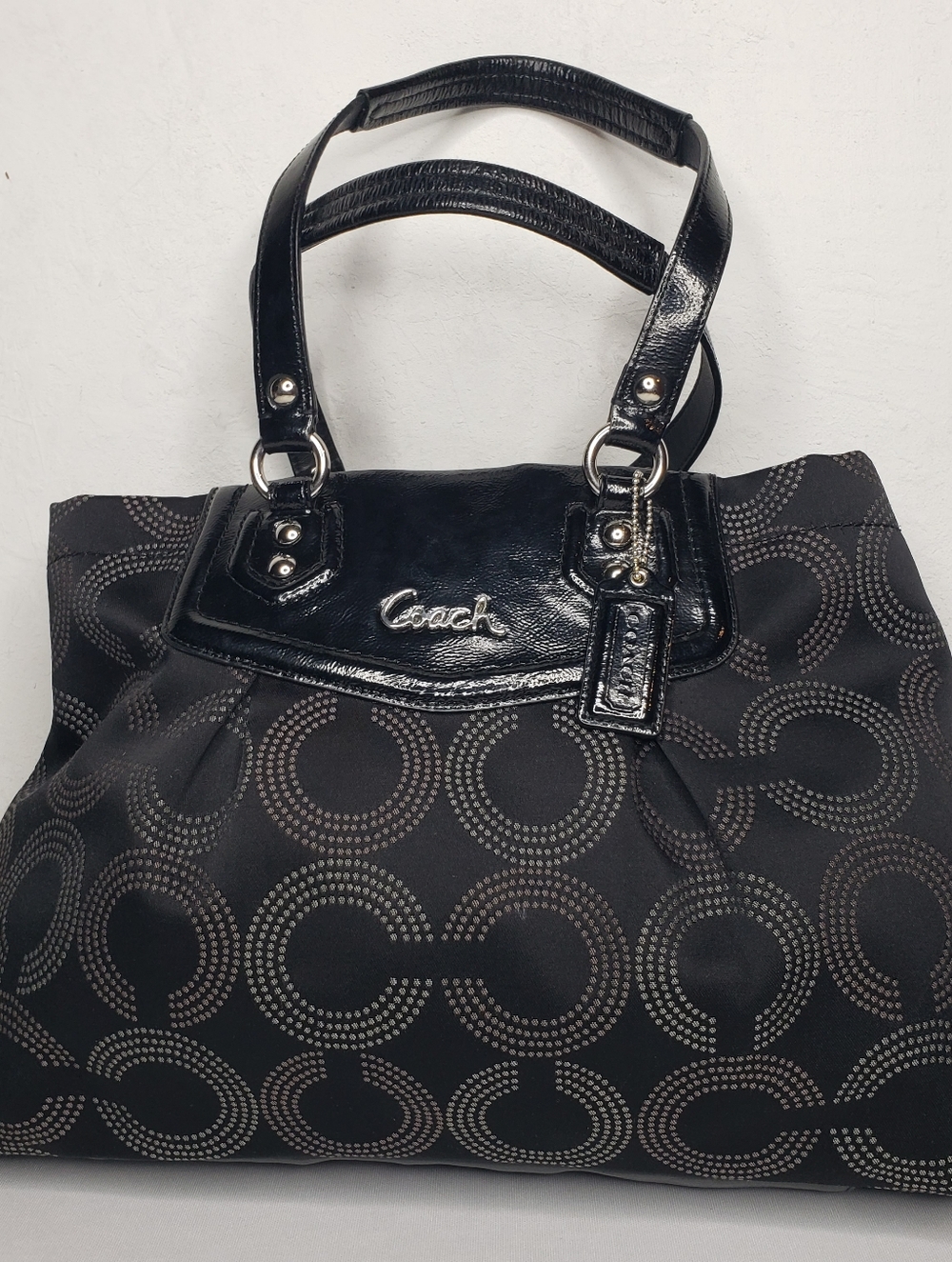 Coach Black Optic Signature Circle Print Tote Bag Purse